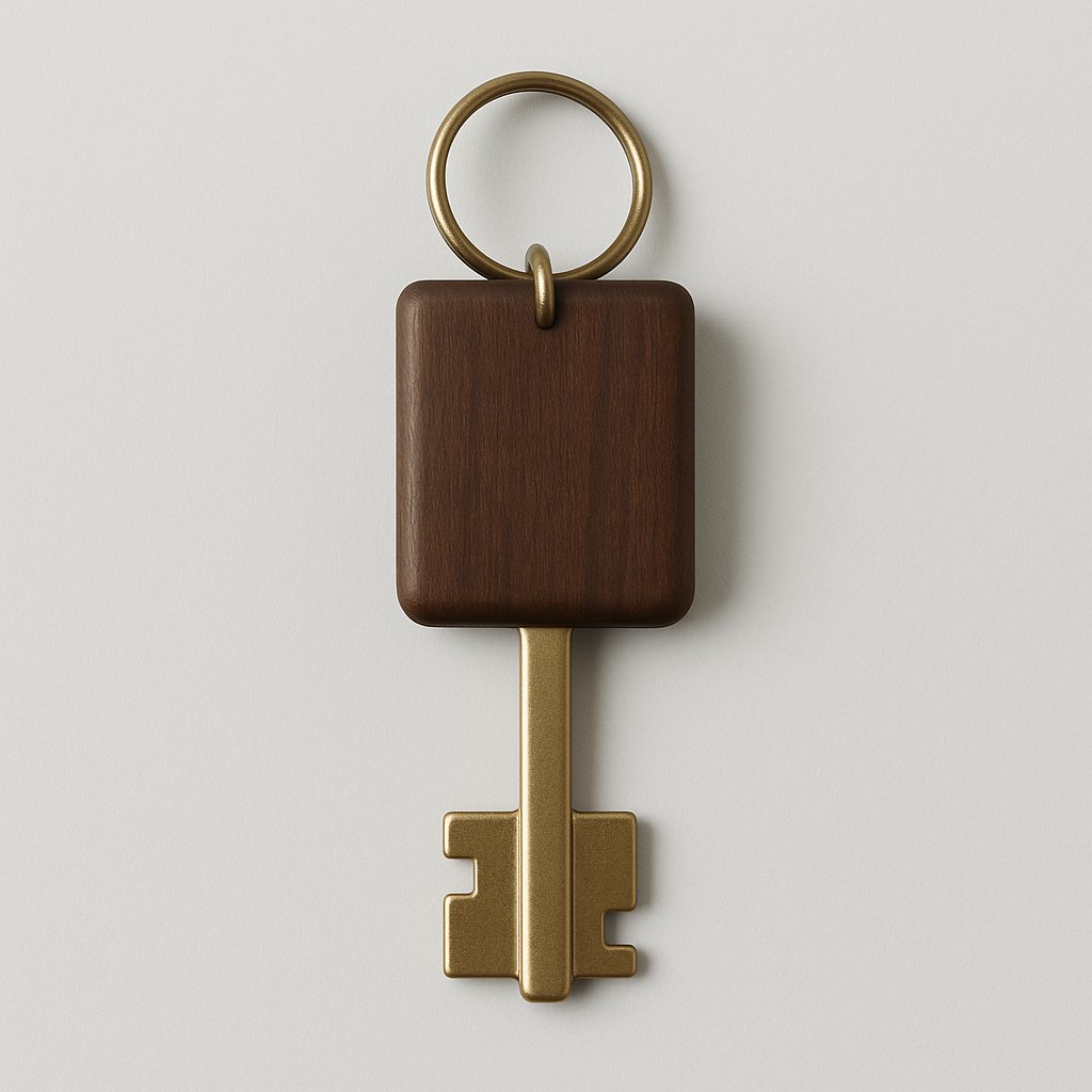 Llave de madera y latón de Posada Cerro Alto